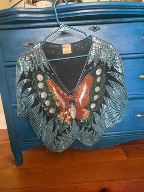 70’s/80’s Vintage Meenakari Sequin Butterfly Top